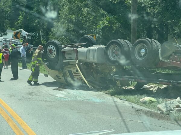 Semi-Truck Transporting Concrete Overturns on Thornhill Road, Causes Diesel Spill