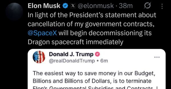 Trump Threatens Elon Musk on Contracts, Musk Responds with Dragon Cancellation