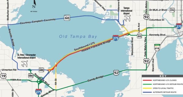 Northbound I-275 Travel Lanes on the Howard Frankland Bridge will be Closed Tonight: FDOT