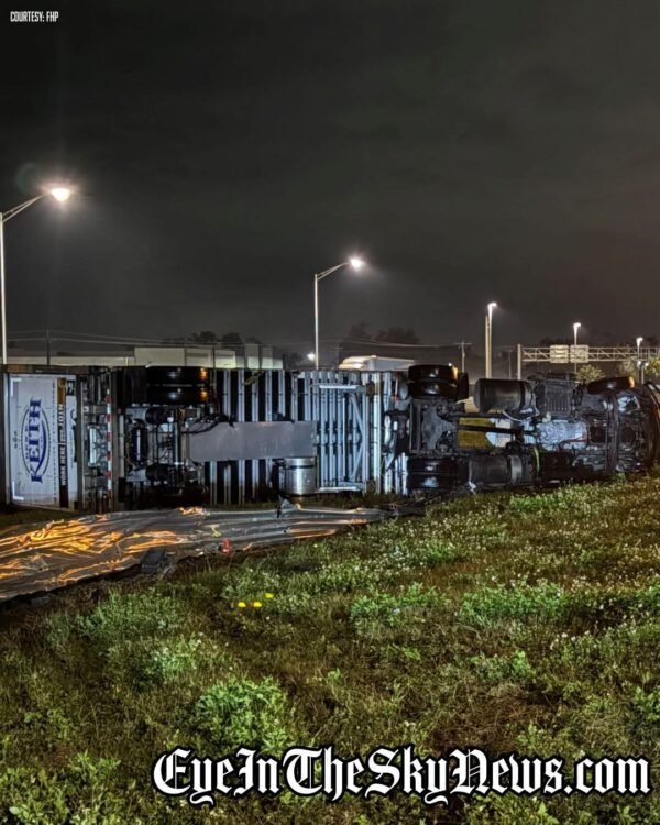 Lakeland Man Injured After Tractor-Trailer Overturns on I-75 Median